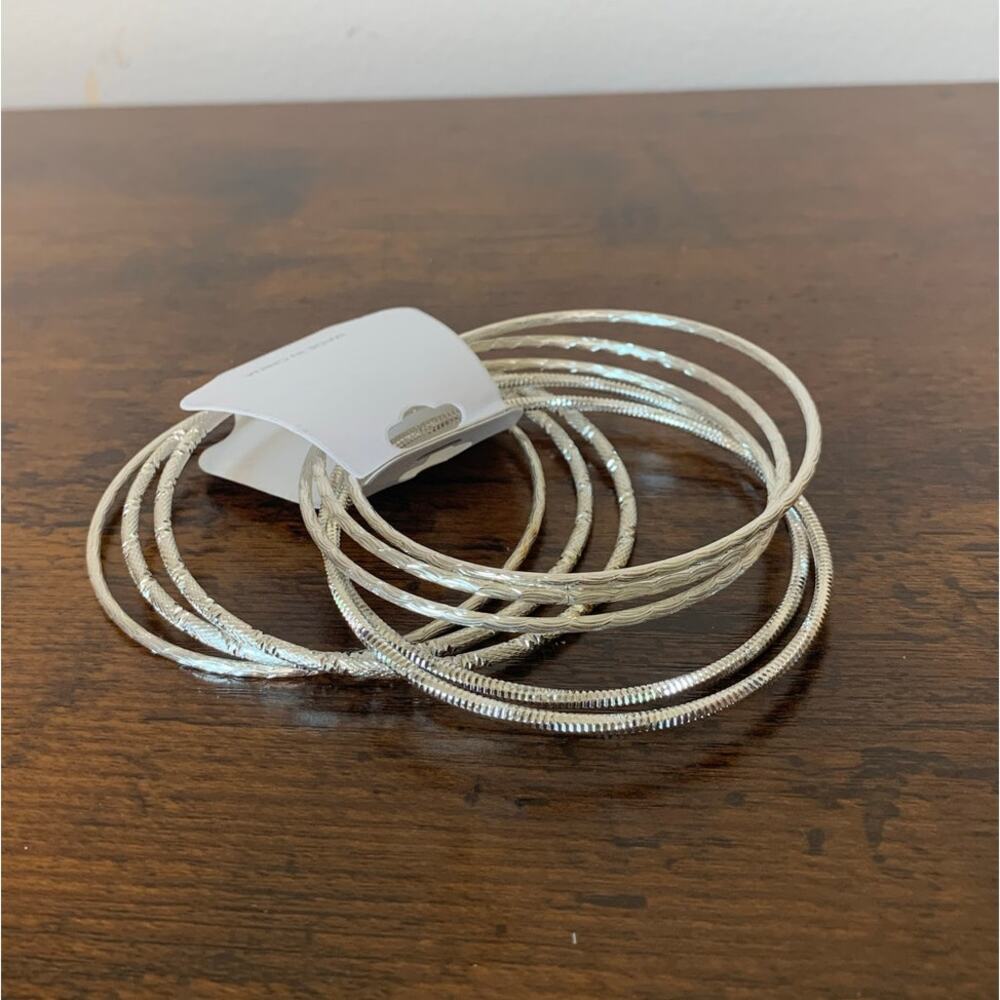 Silver Bangle Bracelets with Designs Set of Eight New with tags